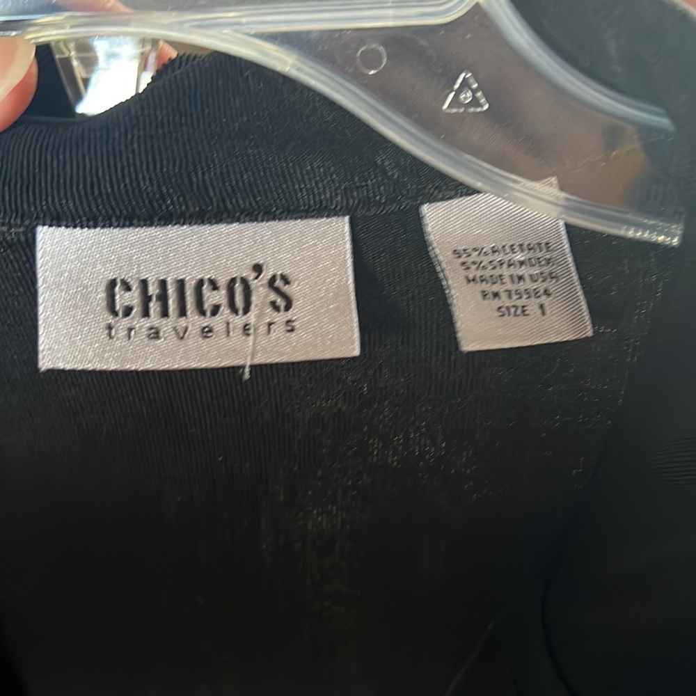 Chico’s Travelers Essential Black Long Sleeve Shirt Blouse. Sz M - Picture 3 of 4